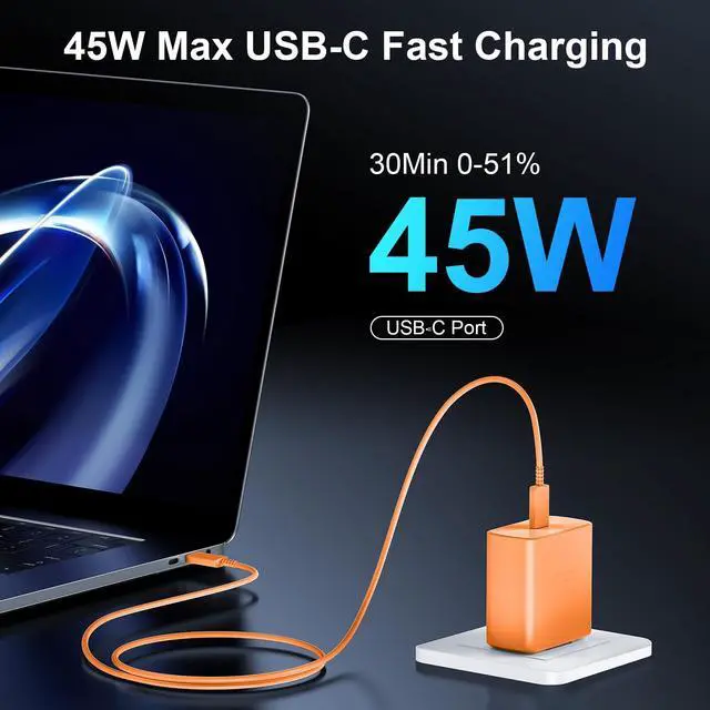 Alt view image 6 of 7 - 45W USB C Super Fast Charger Type C Charger Fast Charging Android Phone Charger Block with 10FT Type C Charging Cable for Samsung Galaxy S26 Ultra/S26/S26+/S25/S25 Ultra/S25+/S24 Ultra/S23 Ultra/S22