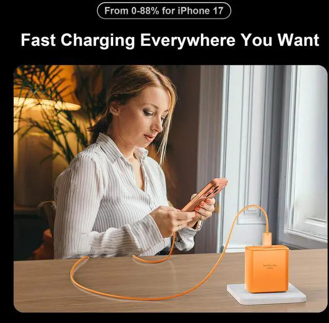 Alt view image 7 of 7 - 45W USB C Super Fast Charger Type C Charger Fast Charging Android Phone Charger Block with 10FT Type C Charging Cable for Samsung Galaxy S26 Ultra/S26/S26+/S25/S25 Ultra/S25+/S24 Ultra/S23 Ultra/S22