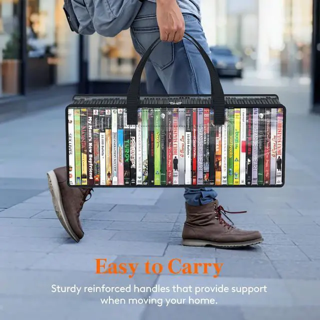 Alt view image 5 of 7 - DVD Storage Bags, Clear PVC DVD Case Holder with Handles, Front Window Zipper Design, Stackable Media Organizer for Blu Ray Disc, Movie Cases, VHS Box, Hold 210 Pcs DVDs (35 Each), 6 Pack