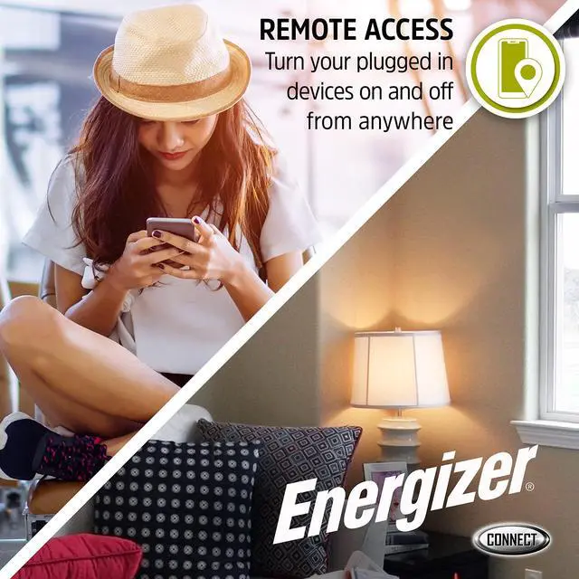Alt view image 4 of 7 - Energizer Connect Smart WiFi Plug 2 Pack, Mobile Connect App Enabled, Voice Controlled, Alexa, Echo, Siri, Hey Google Enabled, No Hub Required, Mini Outlet 15-Watt, 2.4GHz, ETL & FCC Certified