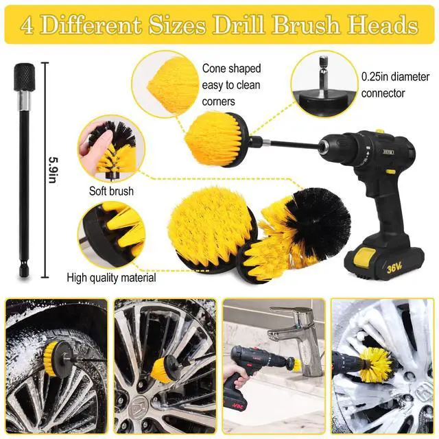 Alt view image 4 of 6 - 27Pcs Car Detailing Kit, Car Detailing Brush Set, Auto Detailing Drill Brush Set, Car Detailing Brushes, Car Wash Kit, Car Accessories, Car Cleaning Tools Kit for Interior, Exterior, Wheels