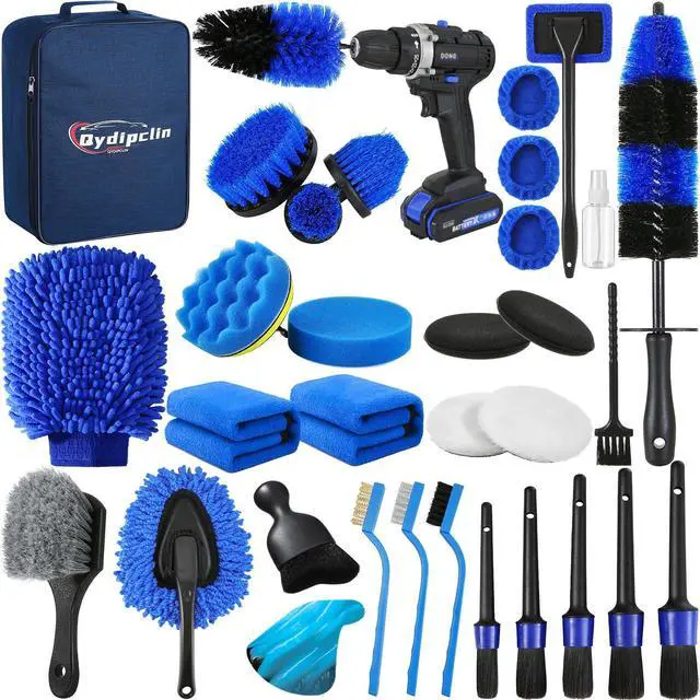 Main image of 34Pcs Car Detailing Kit, Car Detailing Brush Set, Car Wash Cleaning Kit, Car Detailing Brushes, Professional Car Care Kit for Interior Exterior Wheels, Blue