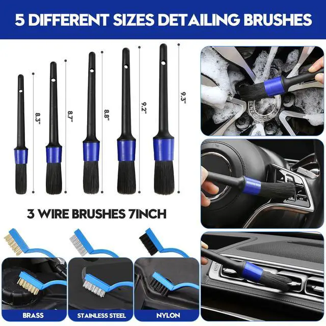 Alt view image 6 of 7 - 34Pcs Car Detailing Kit, Car Detailing Brush Set, Car Wash Cleaning Kit, Car Detailing Brushes, Professional Car Care Kit for Interior Exterior Wheels, Blue