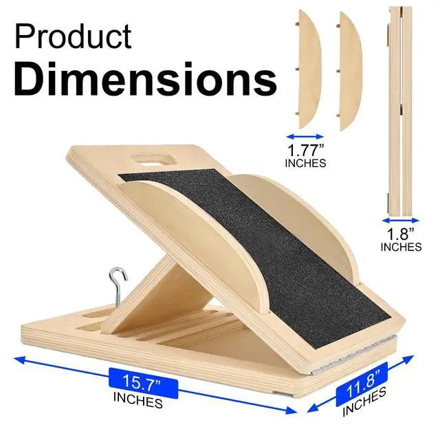 Alt view image 5 of 6 - 3-in-1 Portable Wooden Slant Board for Calf Stretching - Calf Stretcher & Incline Board Convertible to Balance Board + Resistance Band - 5 Angles, Anti-Slip