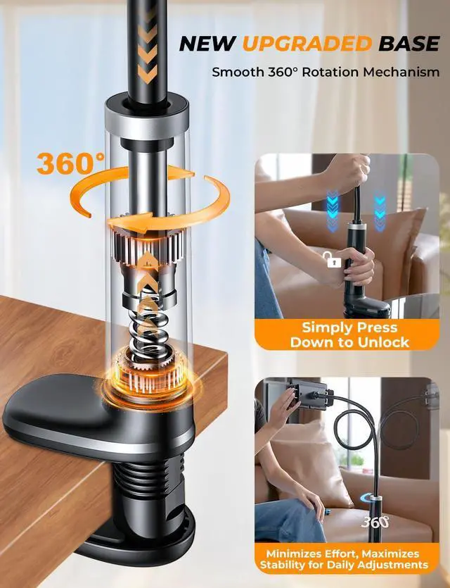 Alt view image 4 of 7 - 42" Long Arm Tablet Holder for Bed with 360° Rotating Base: Flexible Gooseneck Stand Compatible with iPad Pro Air Mini | Kindle | Switch & Other 413" Devices