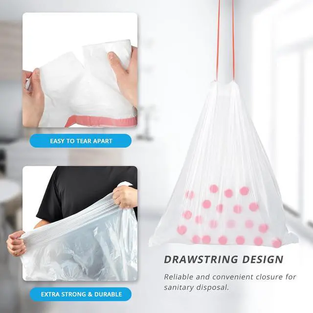 Alt view image 4 of 7 - Ultra Thick 15 Gallon Drawstring Trash Bags, 108 Count, White