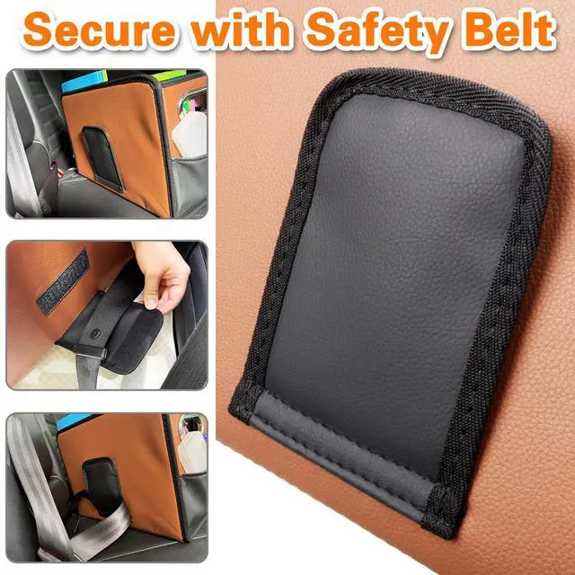 Alt view image 4 of 6 - Car Organizer - 2025 Upgraded Leather Car Storage Organizer for Front Back Seat or Floor with 3 Metal Handles 6 Apartments, Multipurpose Car Organizers and Storage Brown.