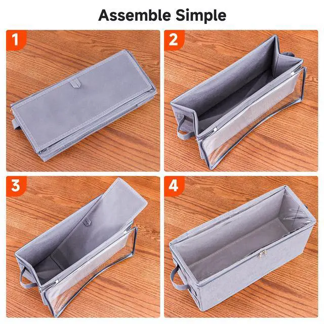 Alt view image 5 of 5 - Stackable CD Holder & Storage Case - CD Storage Box Organizer with Lid & Handle - Dustproof CD/DVD Container with Clear PVC Top - 4Pack (Gray)
