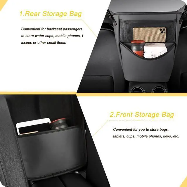 Alt view image 2 of 6 - Car Handbag Holder Between Seats, Multifunctional Car organizer for Center Armrest Box,Car Storage Bag Pocket Handbag Purse Holder for Storage, Large capacity, wear resistant(Black)