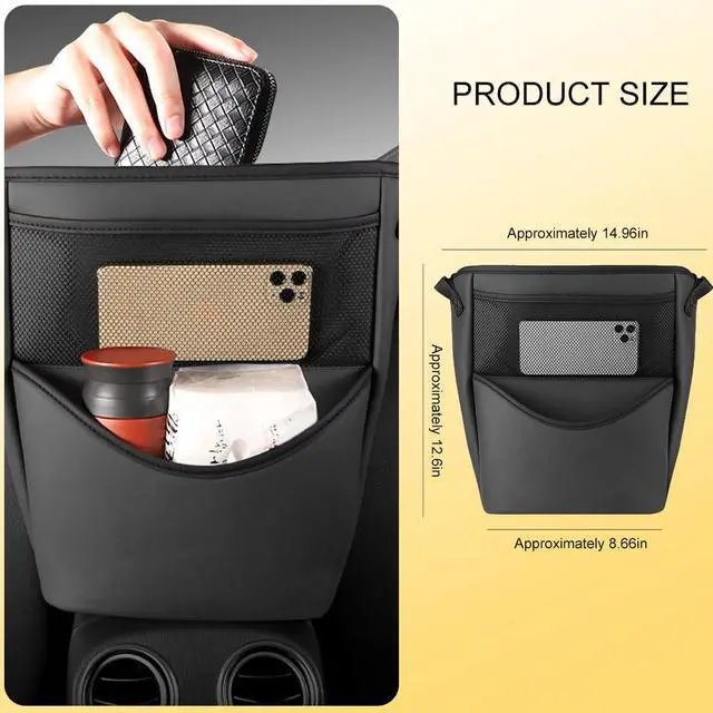 Alt view image 5 of 6 - Car Handbag Holder Between Seats, Multifunctional Car organizer for Center Armrest Box,Car Storage Bag Pocket Handbag Purse Holder for Storage, Large capacity, wear resistant(Black)