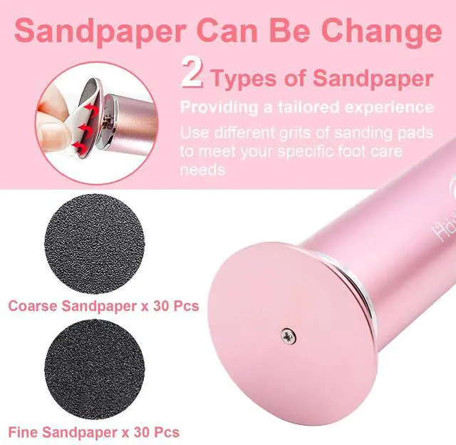 Alt view image 3 of 7 - FSA&HSA Electric Foot Callus Remover - Callus Remover for Feet,Professional Pedicure Tool for Dead Skin,Electric Foot File with 60 Pcs Sandpaper Discs - Pink