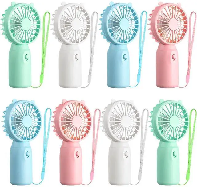 Main image of 8 Pcs Mini Portable Fans Bulk Handheld Battery Operated Fan with Lanyard for Makeup Eyelash, Cooling Lightweight Pocket Personal Fans for Indoor Outdoor Travel Use (Pink Blue White Green)