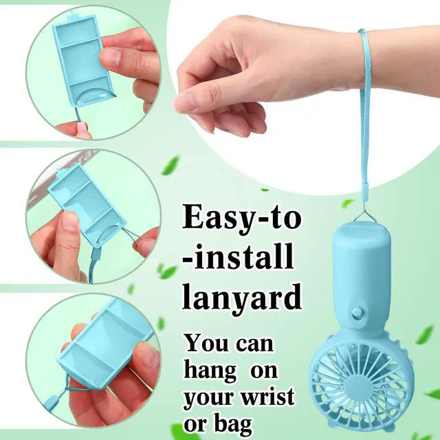 Alt view image 3 of 7 - 8 Pcs Mini Portable Fans Bulk Handheld Battery Operated Fan with Lanyard for Makeup Eyelash, Cooling Lightweight Pocket Personal Fans for Indoor Outdoor Travel Use (Pink Blue White Green)