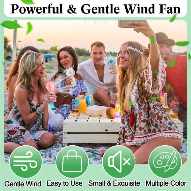Alt view image 7 of 7 - 8 Pcs Mini Portable Fans Bulk Handheld Battery Operated Fan with Lanyard for Makeup Eyelash, Cooling Lightweight Pocket Personal Fans for Indoor Outdoor Travel Use (Pink Blue White Green)
