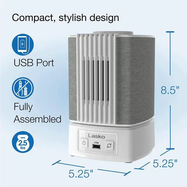 Alt view image 5 of 7 - SlumberBreeze 2-in-1 Small Table Fan and White Noise Machine for Better Sleep in the Bedroom and Focus in the Home Office, SB101, White