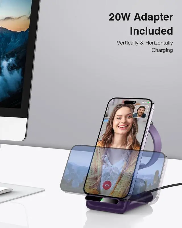 Alt view image 5 of 7 - Wireless Charging Station,3 in 1 Charging Stand Made for Apple Watch Ultra 11 10 9 8 7 6 SE 5 4 3,Fast Wireless Charger Made for iPhone 17/Air/16/15/14/13/12,for AirPods Pro 3(with Adapter) (Purple)