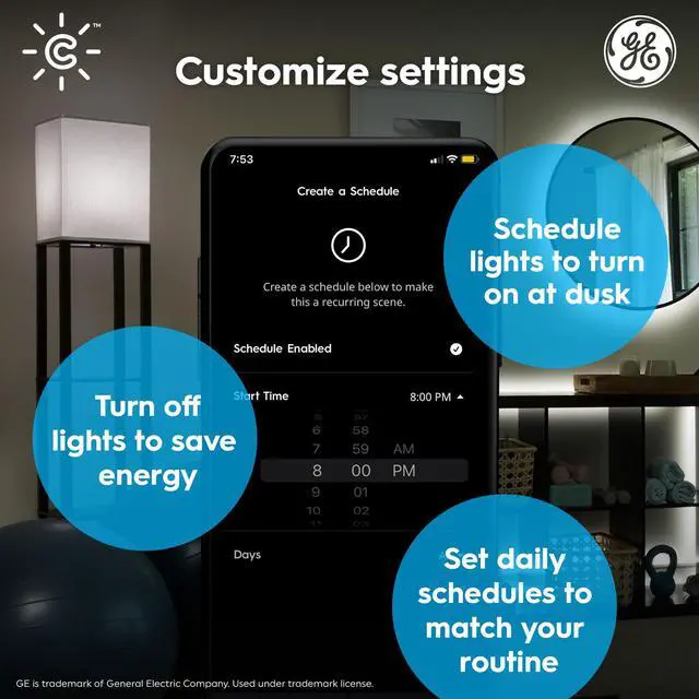 Alt view image 3 of 7 - GE Smart LED Light Bulb, B11 Candle Light Bulb, Works with Amazon Alexa and Google Home, WiFi Light, 60W Equivalent, Soft White, Small Base (Pack of 2)
