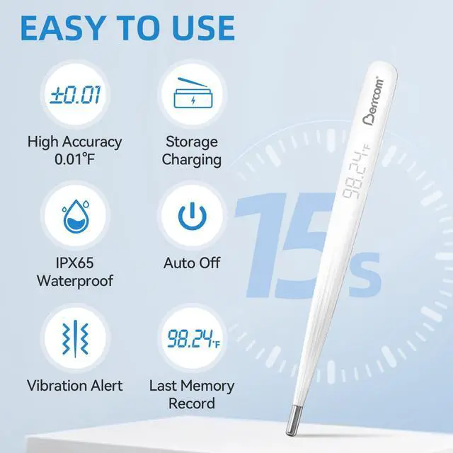 Alt view image 3 of 7 - Rechargeable Digital Thermometer for Adults & Kids, Medical-Grade Accurate Fast Reading for Oral & Underarm Use with LED Display & Fever Alert