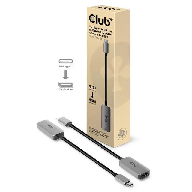 Alt view image 2 of 5 - CAC-1567 USB Type C to DisplayPort 1.4 Adapter 4K 120Hz 8K60Hz DSC1.2 HBR3 M/M