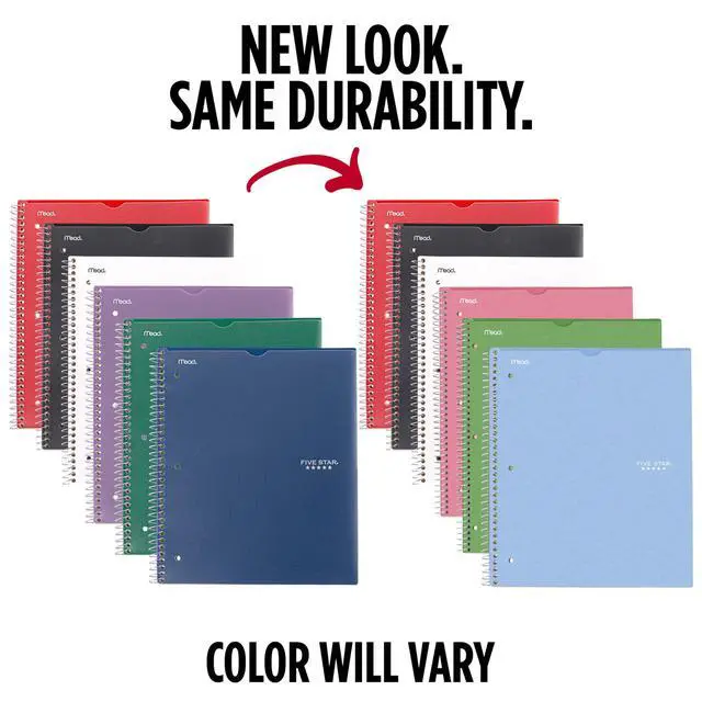 Alt view image 2 of 7 - Spiral Notebook + Study App, 6 Pack, 1 Subject, College Ruled, 8-1/2" x 11", 100 Sheets, Fights Ink Bleed, Customizable Water Resistant Cover, Assorted Colors (820045-ECM)