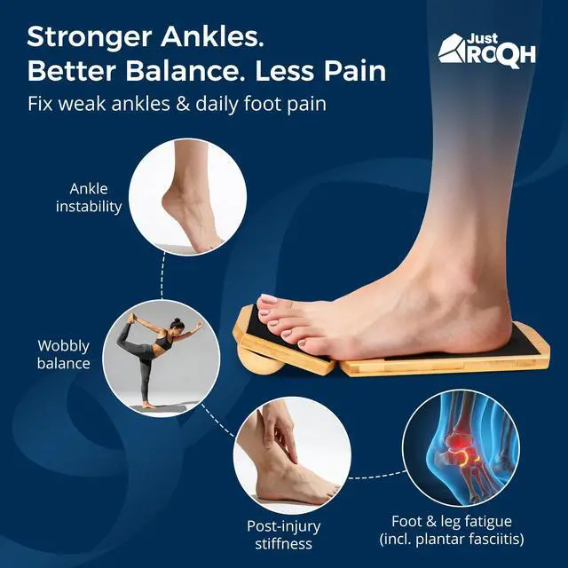 Alt view image 3 of 6 - Ankle Strengthener for Rehab & Physical Therapy Single Leg Bamboo Axis Board with Quick - Release System, 2 Training Levels & Scraper Tool