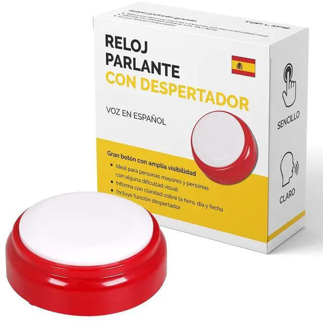 Main image of Spanish Talking Clock - Reloj Parlante con Voz en Español - Telling Time in Spanish for The Visually Impaired, Blind, Elderly, Alzheimer's - Speaking Clock 12h and 24h Formats