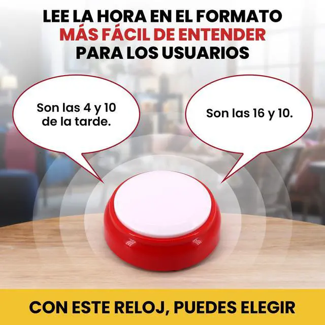 Alt view image 3 of 6 - Spanish Talking Clock - Reloj Parlante con Voz en Español - Telling Time in Spanish for The Visually Impaired, Blind, Elderly, Alzheimer's - Speaking Clock 12h and 24h Formats