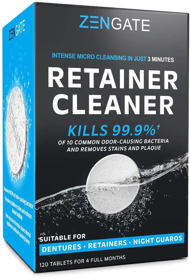 Main image of Retainer Cleaner Tablets for Dentures, Retainers, Aligners & Night Guards 120 Denture Cleaning Tablets, 3-Minute Deep Clean, Removes Odor, Plaque & Stains FSA HSA Eligible