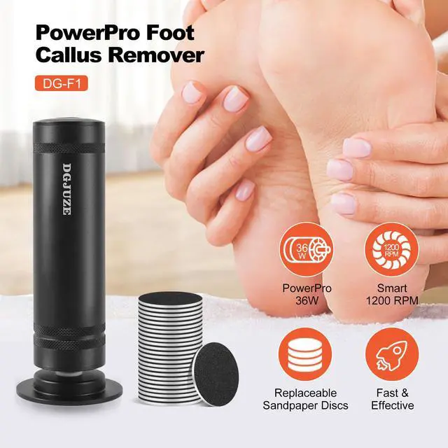 Alt view image 2 of 7 - PowerPro Electric Foot Callus Remover,36W Professional 1200rpm Heavy Duty Metal Grinder for Dead Skin Automatic Foot Sander with 60pcs Sandpaper Pads for Home Use Pedicure Tool(Black)