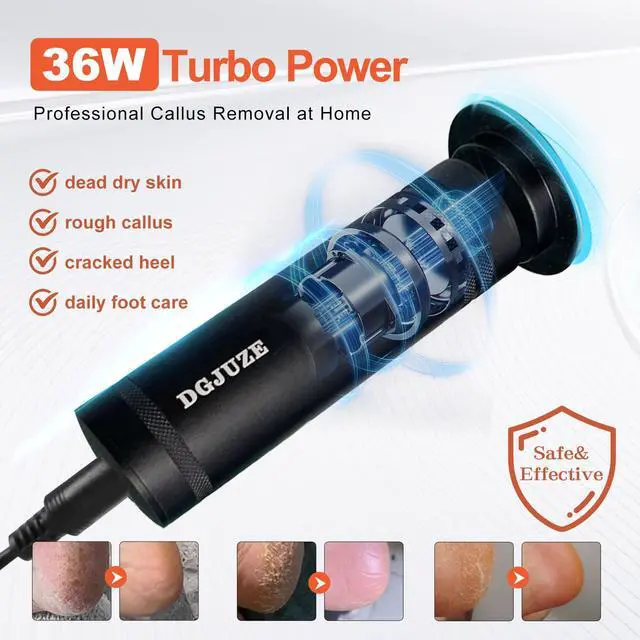Alt view image 3 of 7 - PowerPro Electric Foot Callus Remover,36W Professional 1200rpm Heavy Duty Metal Grinder for Dead Skin Automatic Foot Sander with 60pcs Sandpaper Pads for Home Use Pedicure Tool(Black)