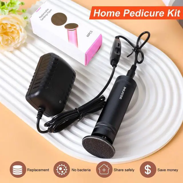 Alt view image 7 of 7 - PowerPro Electric Foot Callus Remover,36W Professional 1200rpm Heavy Duty Metal Grinder for Dead Skin Automatic Foot Sander with 60pcs Sandpaper Pads for Home Use Pedicure Tool(Black)