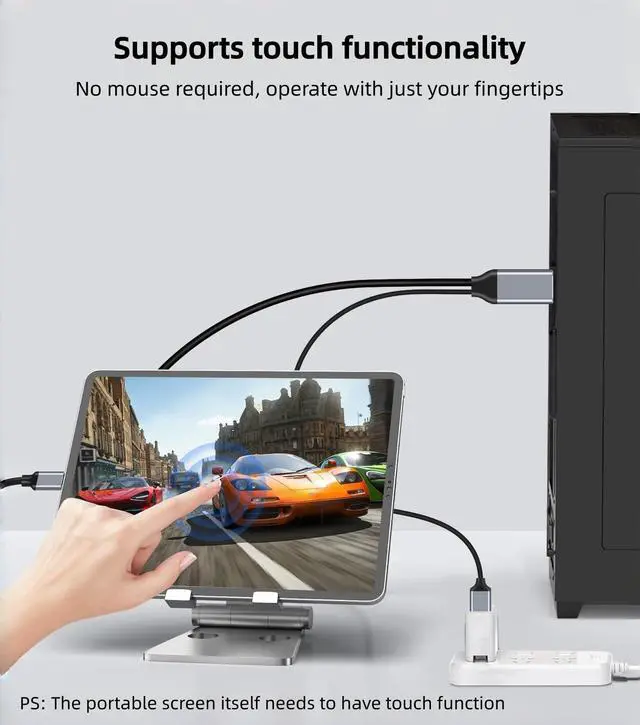 Alt view image 4 of 7 - DisplayPort to USB C Cable 6FT 4K@60Hz with USB Cable Adapter,DP Male to Type-C Male Converter Support Touch with Nre a-l Air VR, MacB00k Pro/Air 2020/2018,XPS, Pad Pro/Air