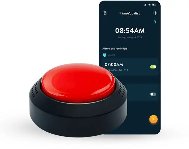 Main image of Extra Large Talking Alarm Clock Button,One-Touch Use and Optional App for Easy Multi-Alarm and Reminders Prompt Setting Ideal for Visually Impaired or Dementia Care