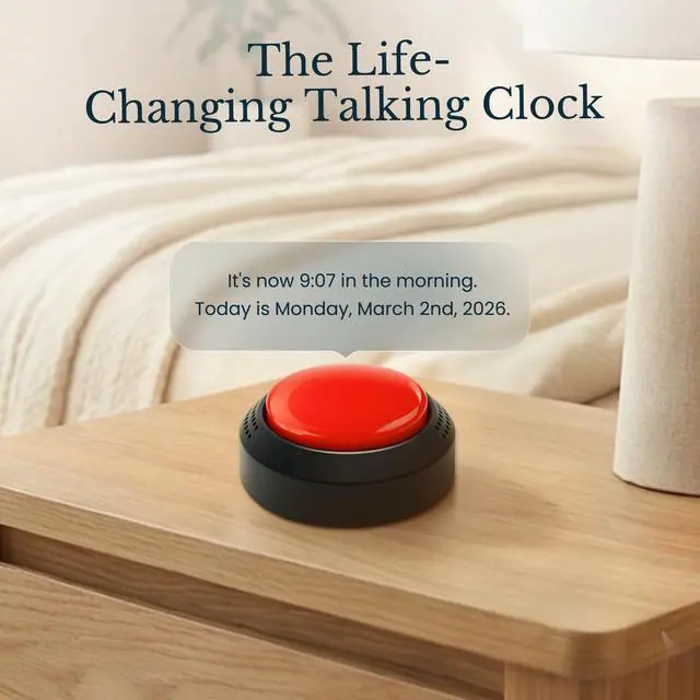 Alt view image 2 of 7 - Extra Large Talking Alarm Clock Button,One-Touch Use and Optional App for Easy Multi-Alarm and Reminders Prompt Setting Ideal for Visually Impaired or Dementia Care