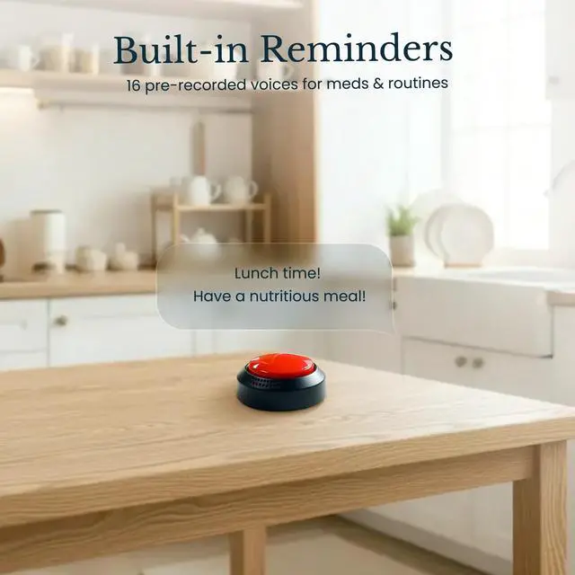 Alt view image 4 of 7 - Extra Large Talking Alarm Clock Button,One-Touch Use and Optional App for Easy Multi-Alarm and Reminders Prompt Setting Ideal for Visually Impaired or Dementia Care