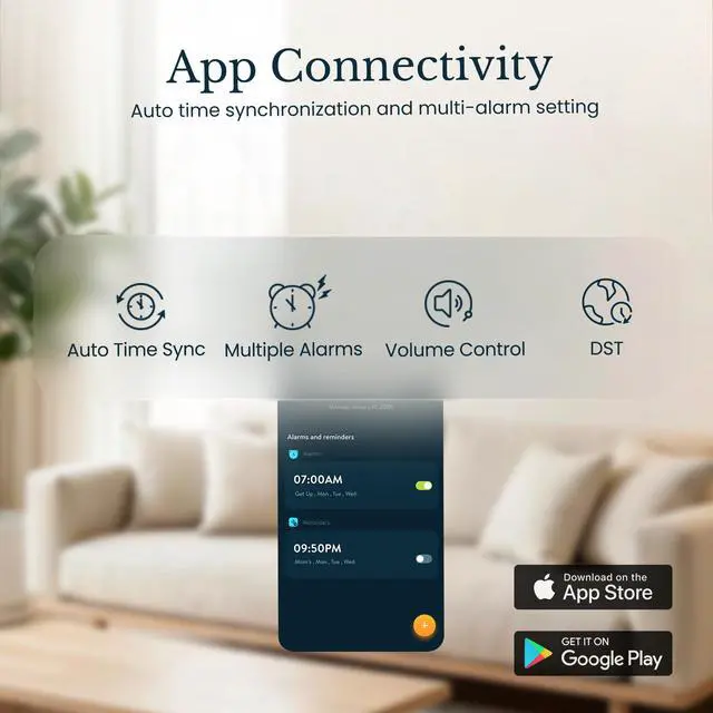 Alt view image 3 of 7 - Extra Large Talking Alarm Clock Button,One-Touch Use and Optional App for Easy Multi-Alarm and Reminders Prompt Setting Ideal for Visually Impaired or Dementia Care
