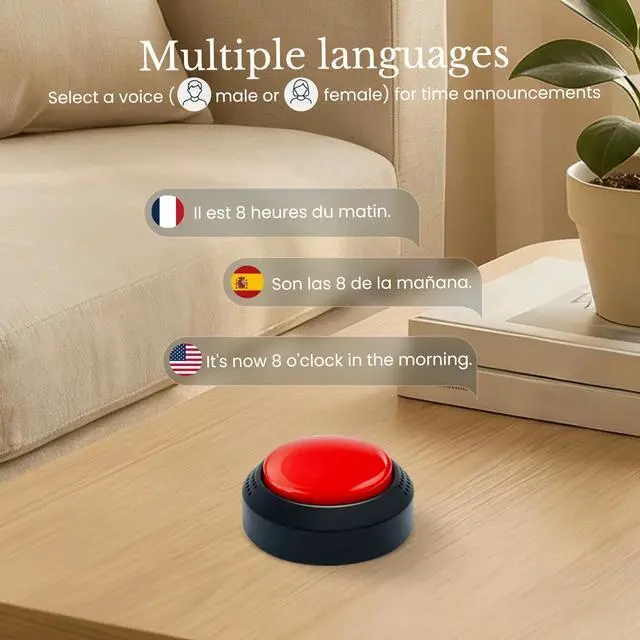 Alt view image 5 of 7 - Extra Large Talking Alarm Clock Button,One-Touch Use and Optional App for Easy Multi-Alarm and Reminders Prompt Setting Ideal for Visually Impaired or Dementia Care