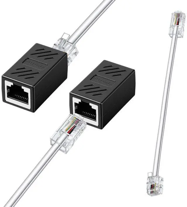 Main image of 2 Pcs Phone Jack to Ethernet Cable Adapter, RJ45 to RJ11 Adapter, RJ45 8P8C Female to RJ11 6P4C Male Phone Lines for Landline Telephone Service