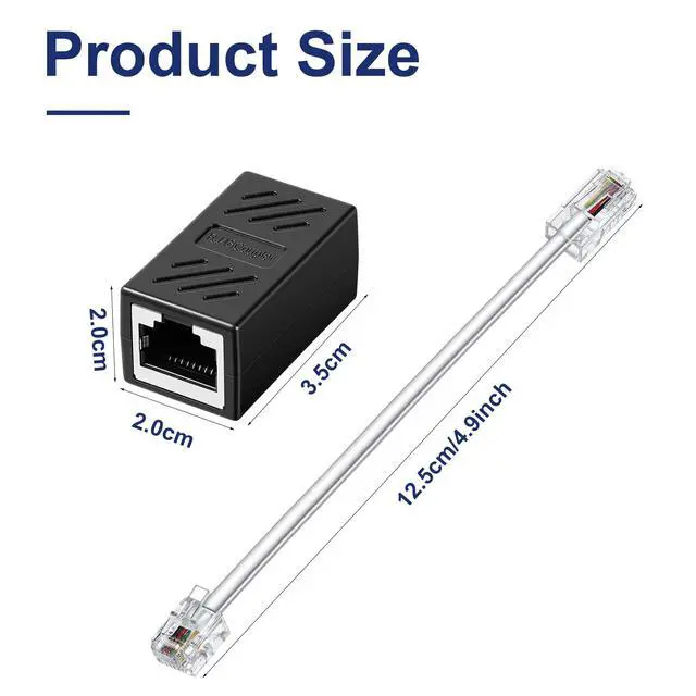 Alt view image 6 of 7 - 2 Pcs Phone Jack to Ethernet Cable Adapter, RJ45 to RJ11 Adapter, RJ45 8P8C Female to RJ11 6P4C Male Phone Lines for Landline Telephone Service