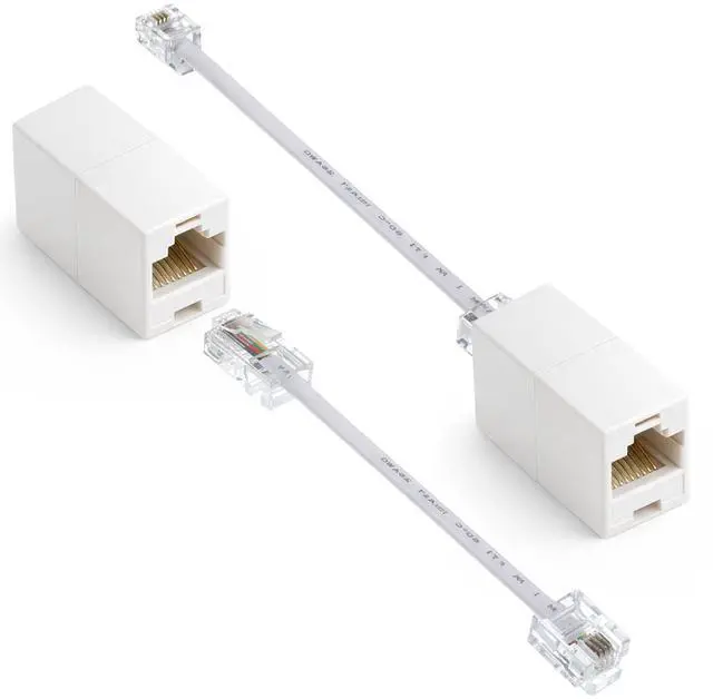 Main image of Pcs RJ45 to RJ11 Adapter White Phone Jack to Ethernet Cable Adapter RJ45 8P8C Female RJ11 6P4C Male Phone Lines for Landline Telephone Service