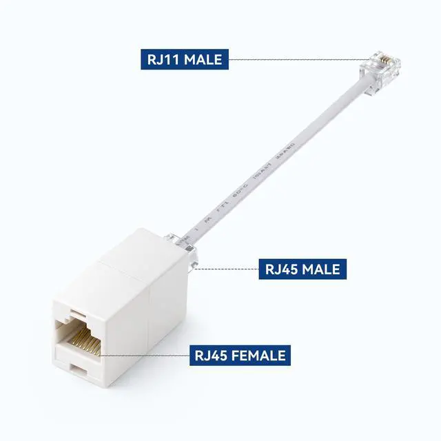 Alt view image 7 of 7 - Pcs RJ45 to RJ11 Adapter White Phone Jack to Ethernet Cable Adapter RJ45 8P8C Female RJ11 6P4C Male Phone Lines for Landline Telephone Service