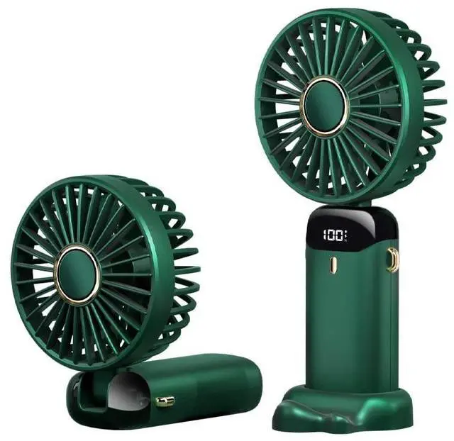 Main image of Portable Handheld Fan Battery Operated with Base, 8 Hours, Digital Display, 5 Speeds, 90° Ajustable, Rechargeable Mini Fan for Outdoor Indoor