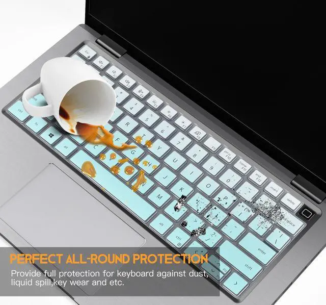 Alt view image 6 of 7 - Keyboard Cover for Dell Latitude 7420 7430 7440 7450 14, Latitude 3450 3440 5450 5440 5430 5431 5420 9420 9430, Latitude 9510 9520 7520 15.6 & 7650 7640 16" Laptop Skin-Ombre Mint
