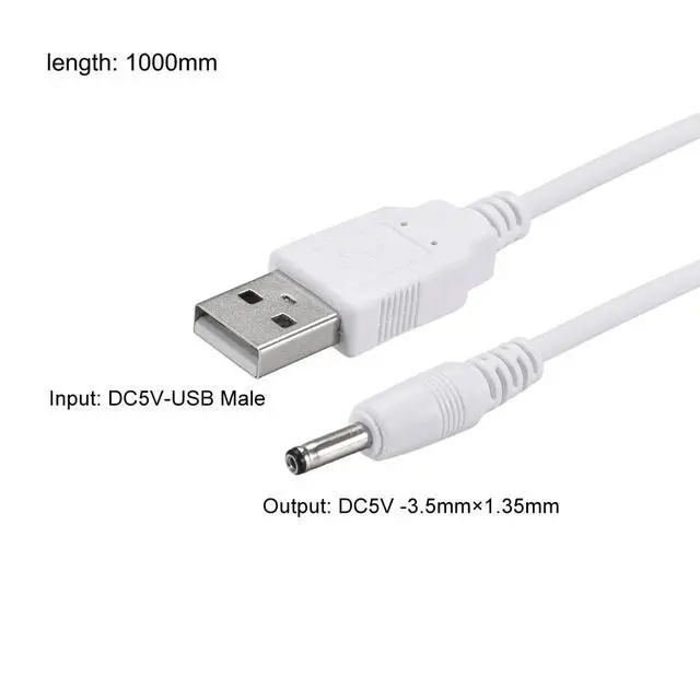 Alt view image 5 of 6 - USB Type-A Male to 3.5 x 1.35mm DC 5V 1A Plug Barrel Connector Charge Cable for USB Fans Desk Lamps Mini Charging Speakers Electronic Devices, White