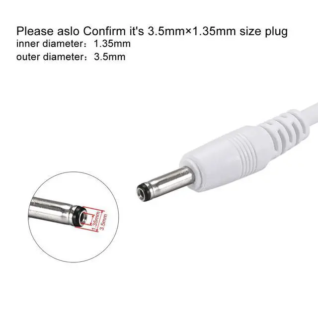 Alt view image 2 of 6 - USB Type-A Male to 3.5 x 1.35mm DC 5V 1A Plug Barrel Connector Charge Cable for USB Fans Desk Lamps Mini Charging Speakers Electronic Devices, White