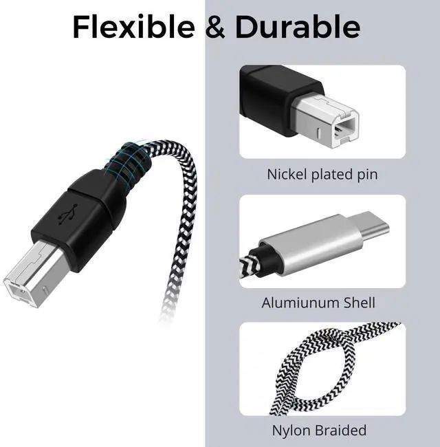 Alt view image 4 of 7 - USB C to USB B Cable - High-Speed Printer Cable to USB C, MIDI to USB C, Durable, Universally Compatible USB Type B 2.0 to USB Type C Cord - 3.3 Ft, 1 Meter