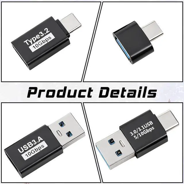 Alt view image 4 of 6 - 8 Packs USB 3.0/3.1 Male to USB-C Male Adapter