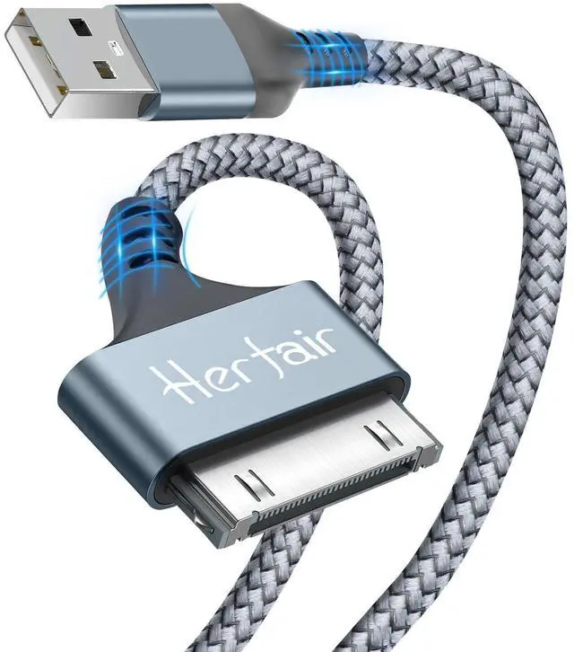 Main image of Braided 30 Pin Charging Cable Compatible with iPhone 4/4s/3G/3GS, Old iPad 1 2 3, iPod Touch 4 3 2 1, iPod Nano 2 3 4 5 6 & iPod Classic 3/4/5/6/7 (6.5FT)