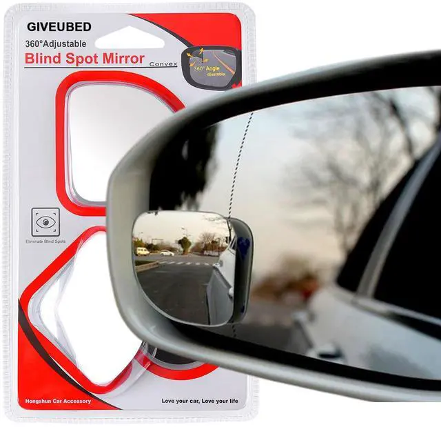 Main image of Glass Wide Angle Blind Spot Mirror, Frameless 360 Adjustable Convex Rear View Mirror for Cars, Trucks and SUVs - 2" Fan Shaped, 2pcs