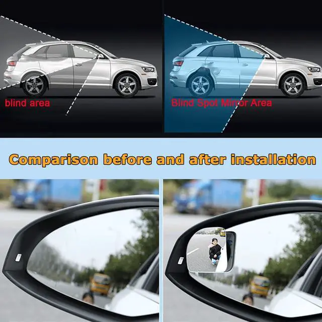 Alt view image 4 of 7 - Glass Wide Angle Blind Spot Mirror, Frameless 360 Adjustable Convex Rear View Mirror for Cars, Trucks and SUVs - 2" Fan Shaped, 2pcs
